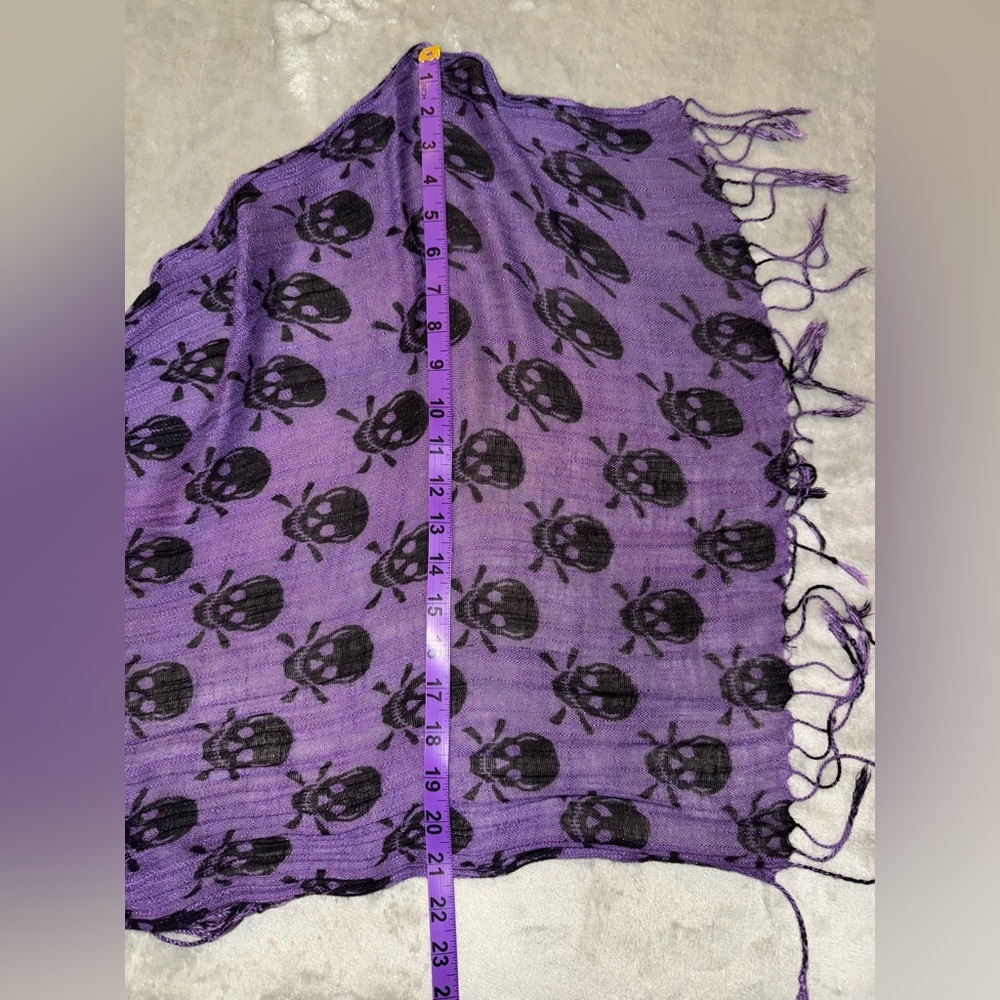 Purple Skull Print Scarf - Picture 3 of 4